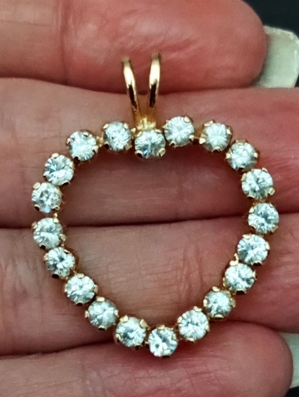 Gold Heart 925 Pendant with Clear Crystal Halo - Women Jewelry
